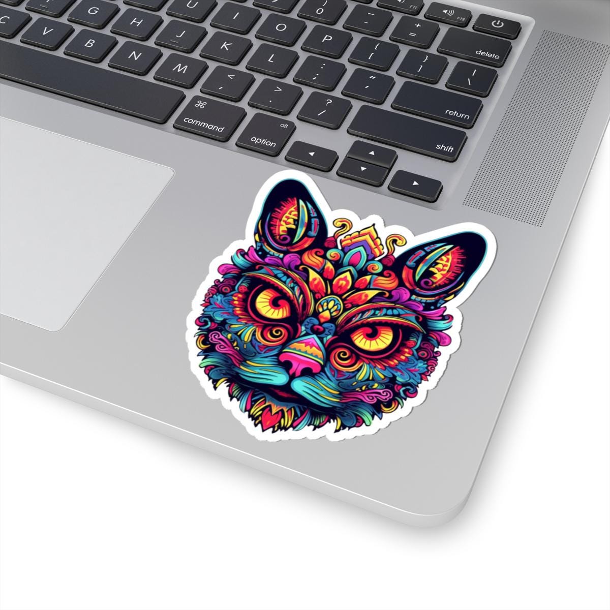 Psychedelic Cat Sticker | Trippy Boho Feline Vinyl Decal (Waterproof)