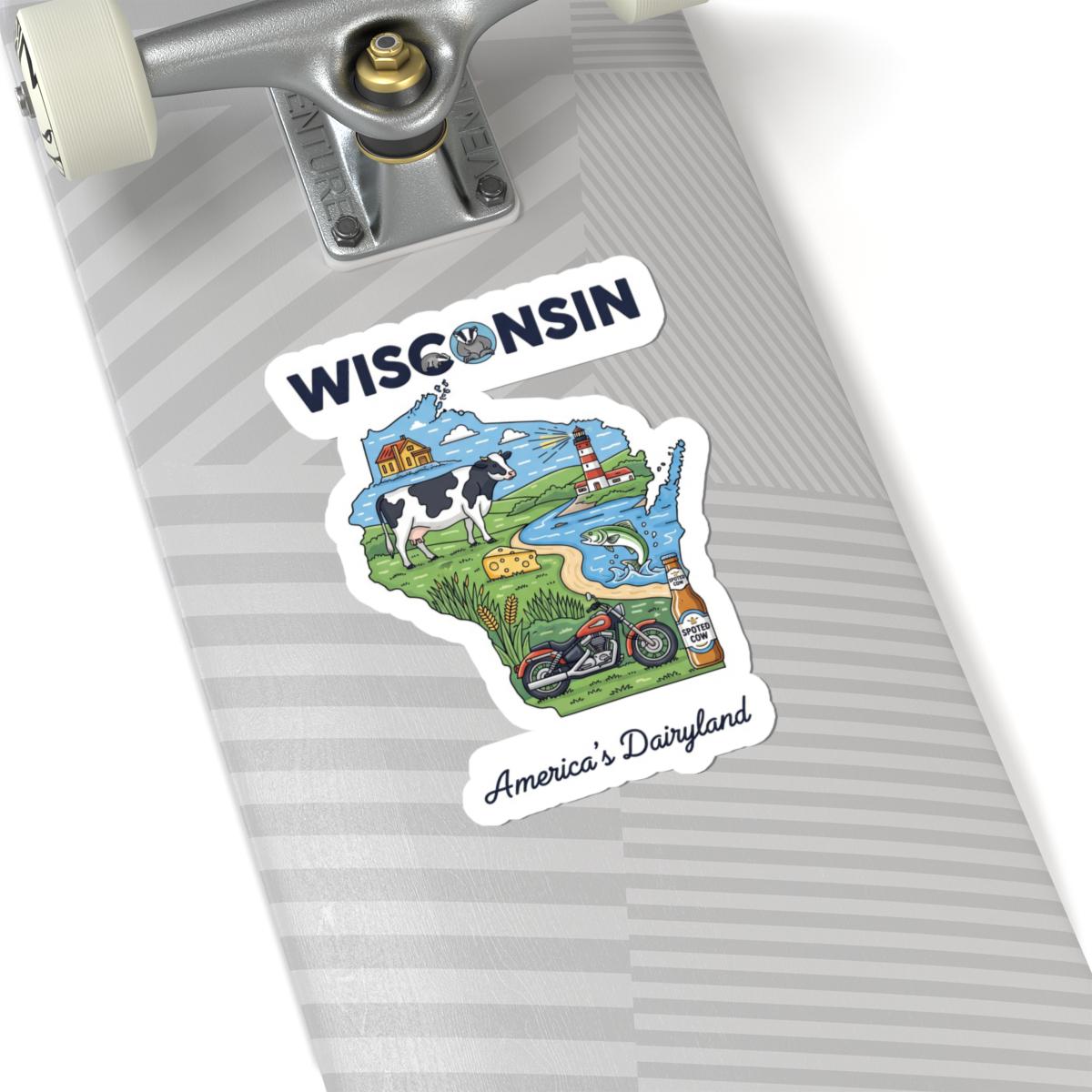ColorFlow | Wisconsin Vinyl Sticker Pack | Dairyland Cow Cheese Beer Art | Waterproof Glossy Matte Holographic