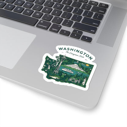 Washington State Sticker Pack | Space Needle, Mt Rainier, Ferry (Waterproof)