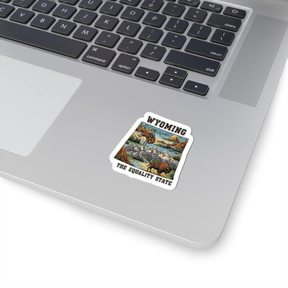 Wyoming Sticker Pack | Cowboy Bison Mountain Art, Equality State Vinyl (Glossy/Matte/Holographic)