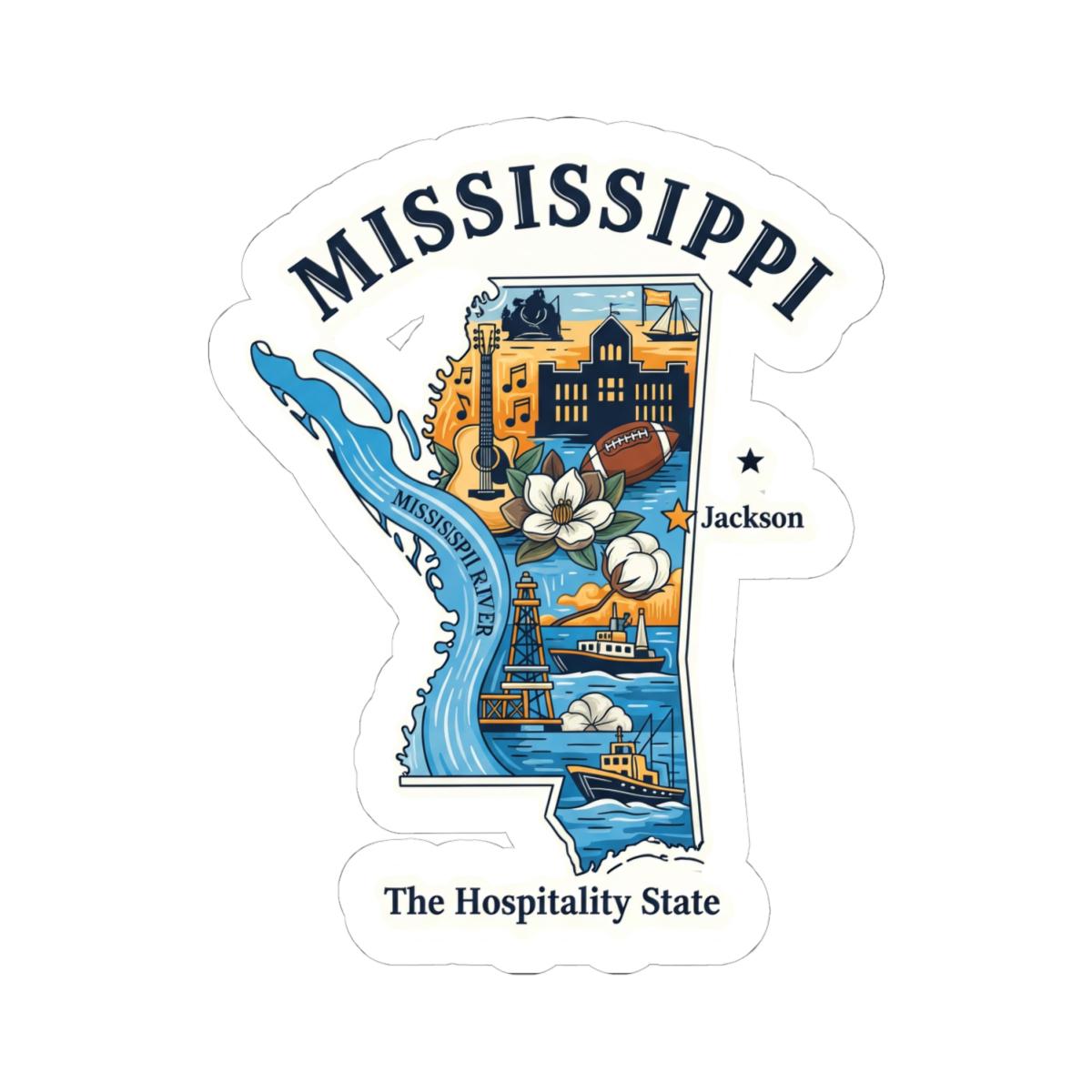 Mississippi Hospitality State Vinyl Sticker | River Art Decal (Waterproof)