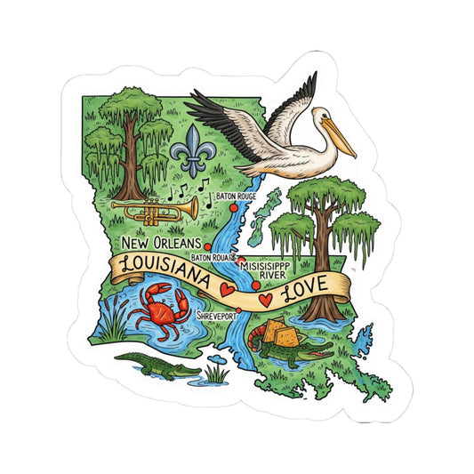 Louisiana State Vinyl Sticker | Waterproof Cajun Bayou Decal (Made in USA)