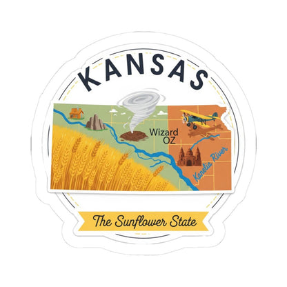 Kansas Sunflower State Sticker | Wizard Oz Art, Wheat, Tornado Decal (Waterproof)