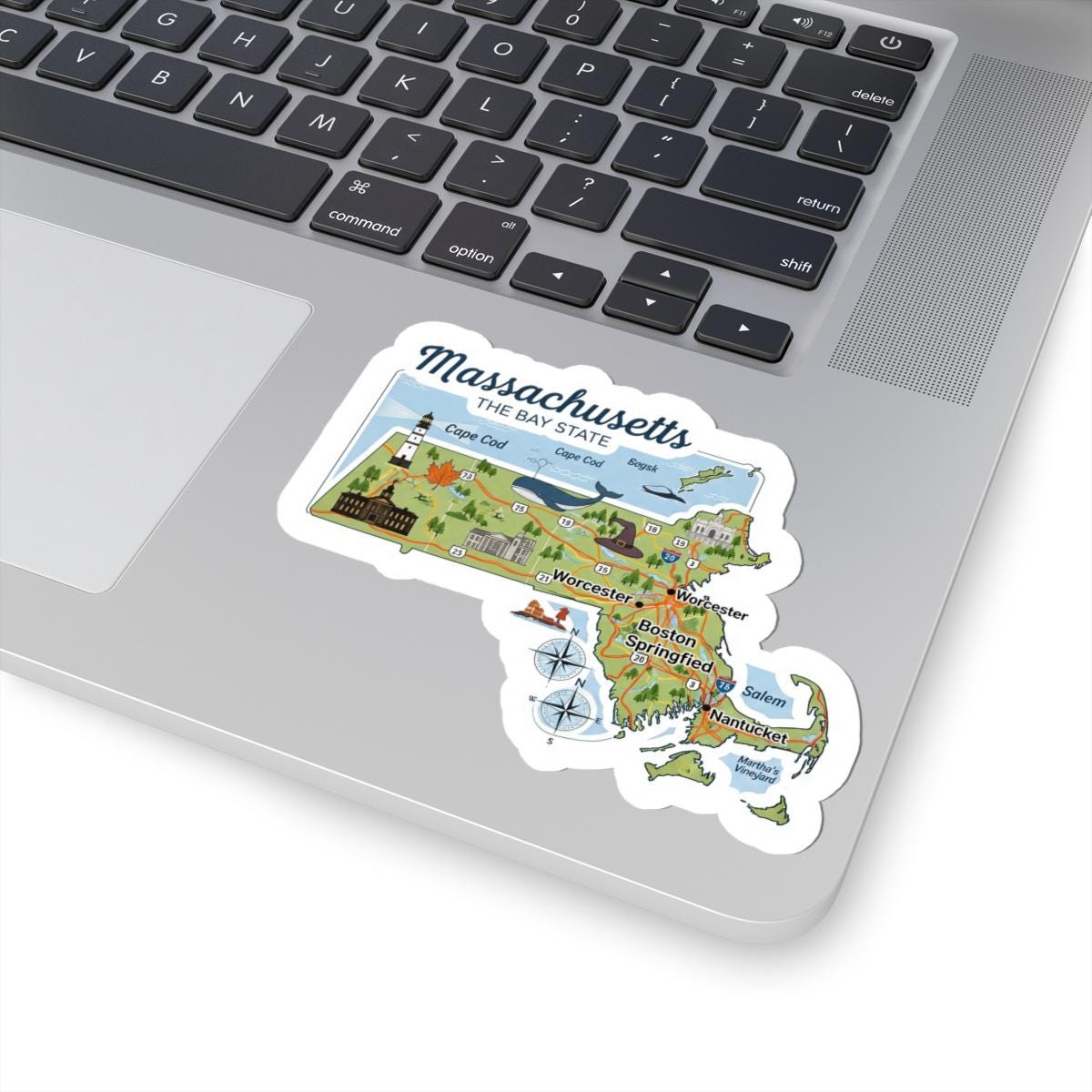 Massachusetts Bay State Vinyl Sticker | Boston Art Decal (Waterproof)