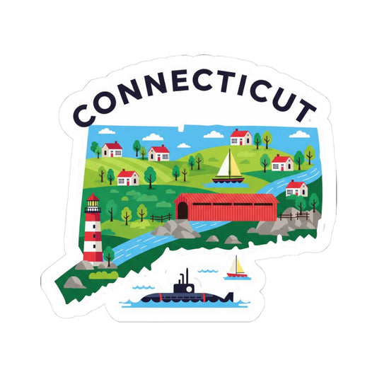 Connecticut State Vinyl Sticker | Durable Waterproof Decal | Made in USA
