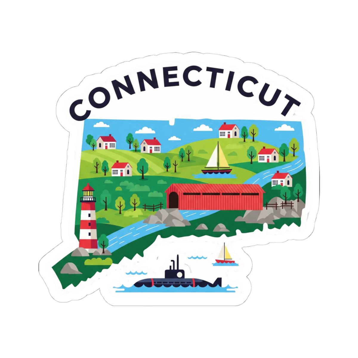 Connecticut State Vinyl Sticker | Durable Waterproof Decal | Made in USA