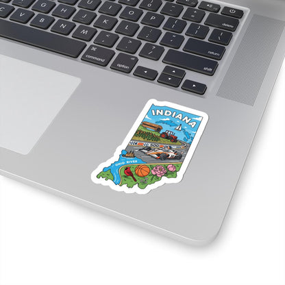 Indiana State Vinyl Sticker | Indy 500 Race Car, Tractor, River Art (Waterproof)
