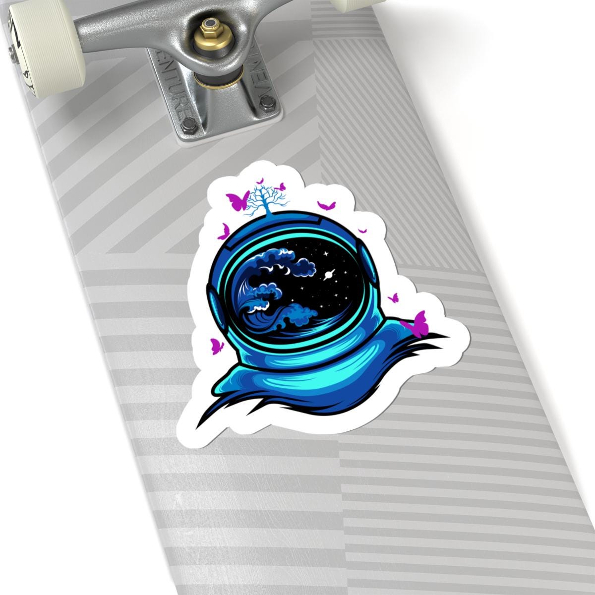 Astronaut Butterfly Sticker | Cosmic Ocean Wave Helmet Vinyl Decal