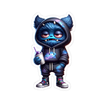 Blue Galaxy Monster Hoodie Sticker | Waterproof Vinyl Laptop Decor