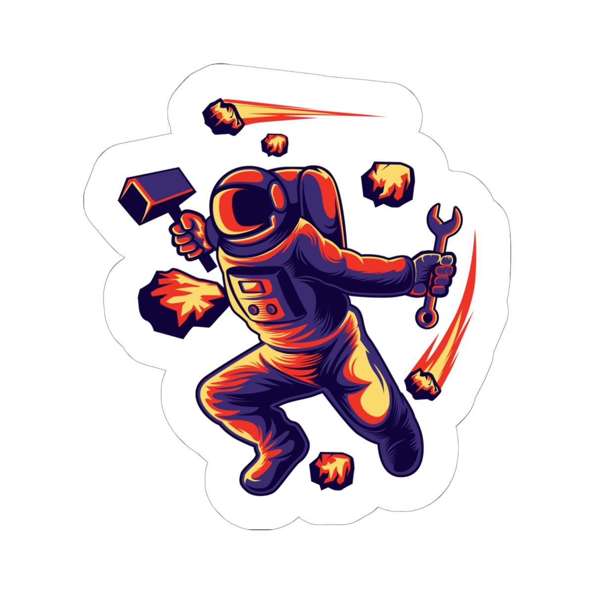 Astronaut Meteor Sticker | Space Repair Worker Vinyl Decal | Cosmic Art (Waterproof)