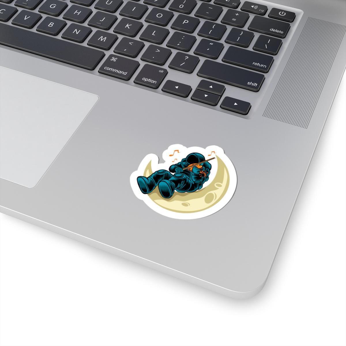 Astronaut Violinist Moon Sticker | Space Musician Vinyl Decal, Waterproof Art