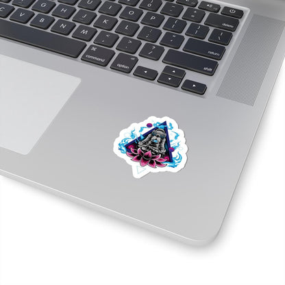 ColorFlow Astronaut Meditation Sticker | Cosmic Zen Lotus Space Art Decal | Mindfulness Galaxy Vinyl Sticker