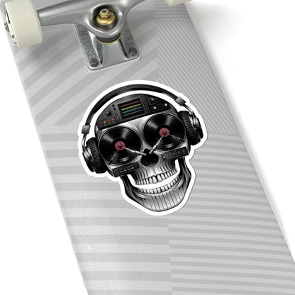 DJ Skull Sticker | Turntables, Headphones, Techno Music Vinyl Decal (Waterproof)
