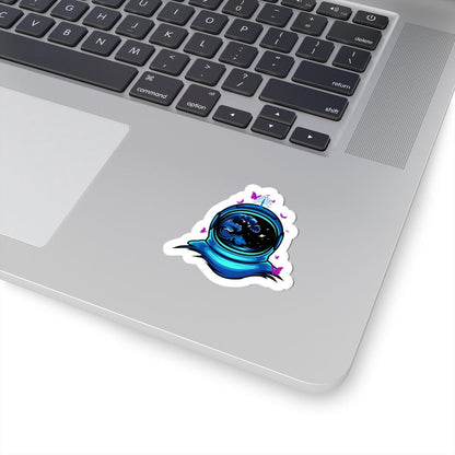 Astronaut Butterfly Sticker | Cosmic Ocean Wave Helmet Vinyl Decal