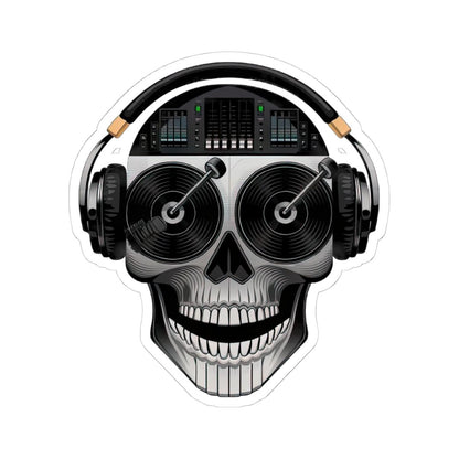 DJ Skull Sticker | Turntable Eyes, Headphones, Mixer Art (Waterproof Vinyl)