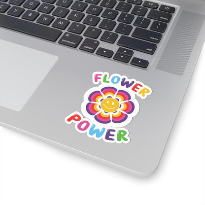 Flower Power Sticker | Groovy Rainbow Smile Face Decal (Waterproof Vinyl)