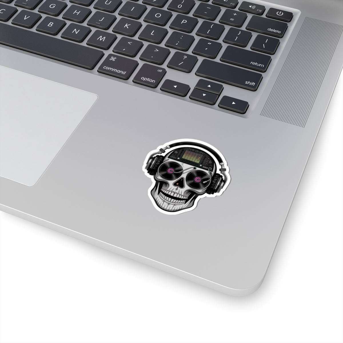 DJ Skull Sticker | Vinyl Turntable Headphones Decal (Waterproof)