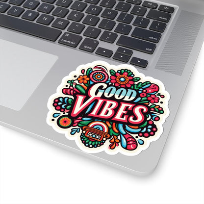 Good Vibes Retro Floral Vinyl Sticker | Boho Uplifting Decal
