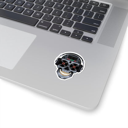 DJ Skull Sticker | Vinyl Records, Headphones, Mixer Art (Kiss Cut Decal)