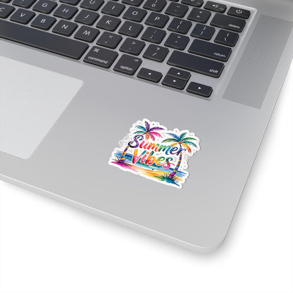 Summer Vibes Sticker | Rainbow Beach Palm Tree Vinyl Decal