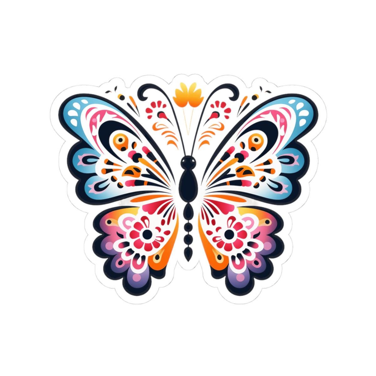Vibrant Butterfly Sticker | Boho Insect Art, Waterproof Vinyl Nature Decal