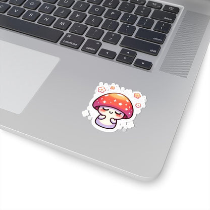 Meditating Mushroom Sticker | Kawaii Pastel Toadstool Vinyl Decal