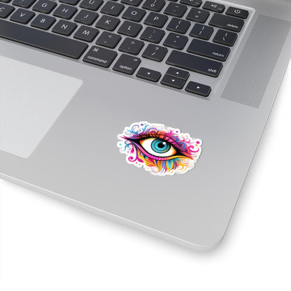 ColorFlow Psychedelic Eye Sticker | Vibrant Visionary Eyeball Decal | Trippy Spiritual Vinyl Art