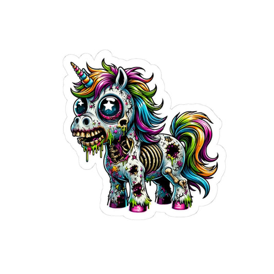 ColorFlow | Zombie Unicorn Vinyl Sticker for Water Bottles Laptops Cars | Rainbow Creepy Art Waterproof Durable Decal