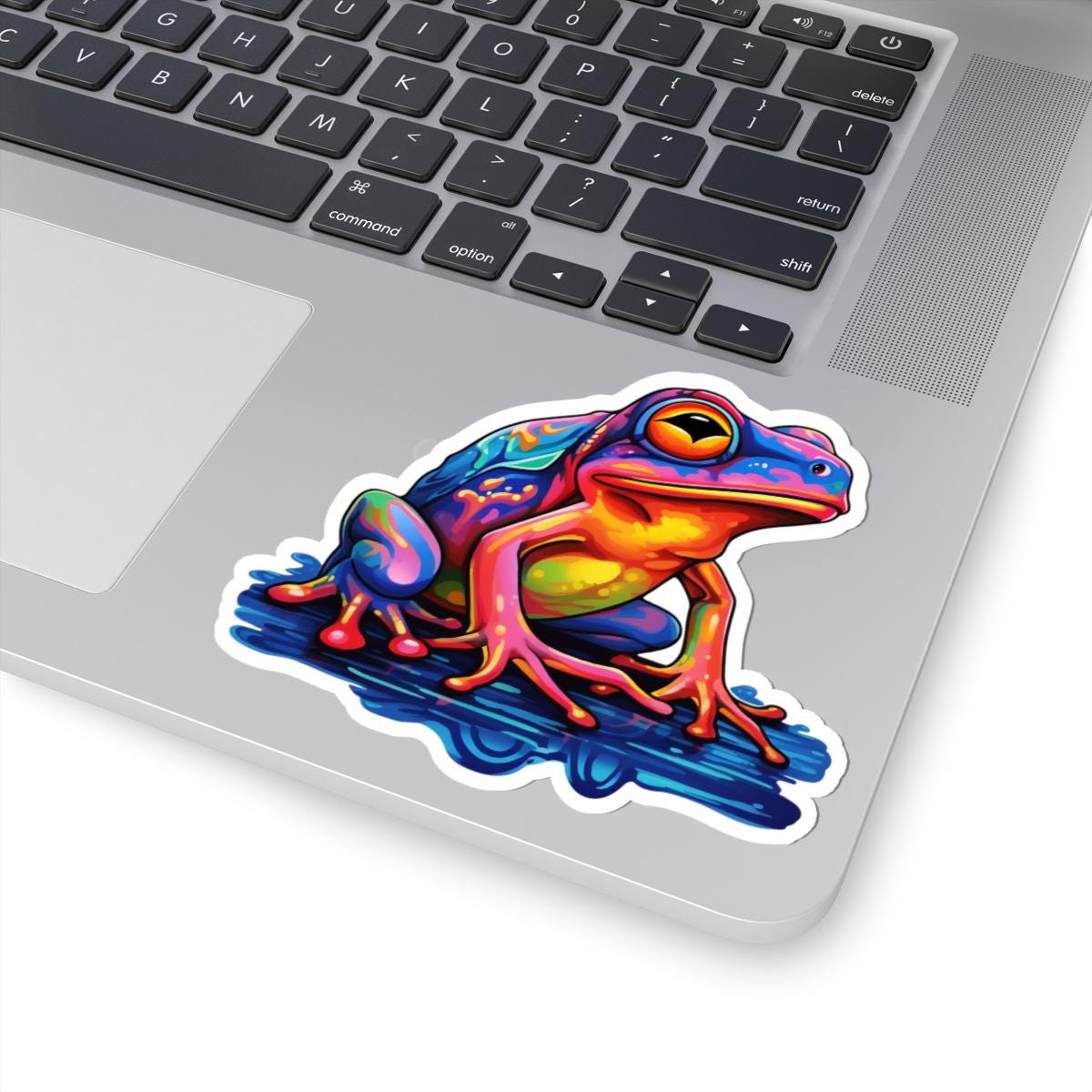 Vibrant Electric Frog Vinyl Sticker | Waterproof Art Decal for Laptops, Bottles