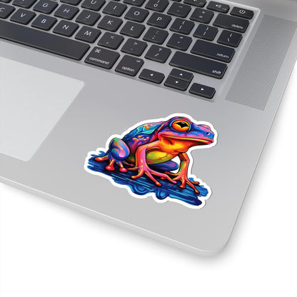 Vibrant Electric Frog Vinyl Sticker | Waterproof Art Decal for Laptops, Bottles