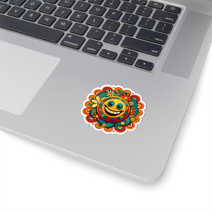 Retro Groove Smiley Face Sticker | Flower Power Vinyl Decal (Waterproof)