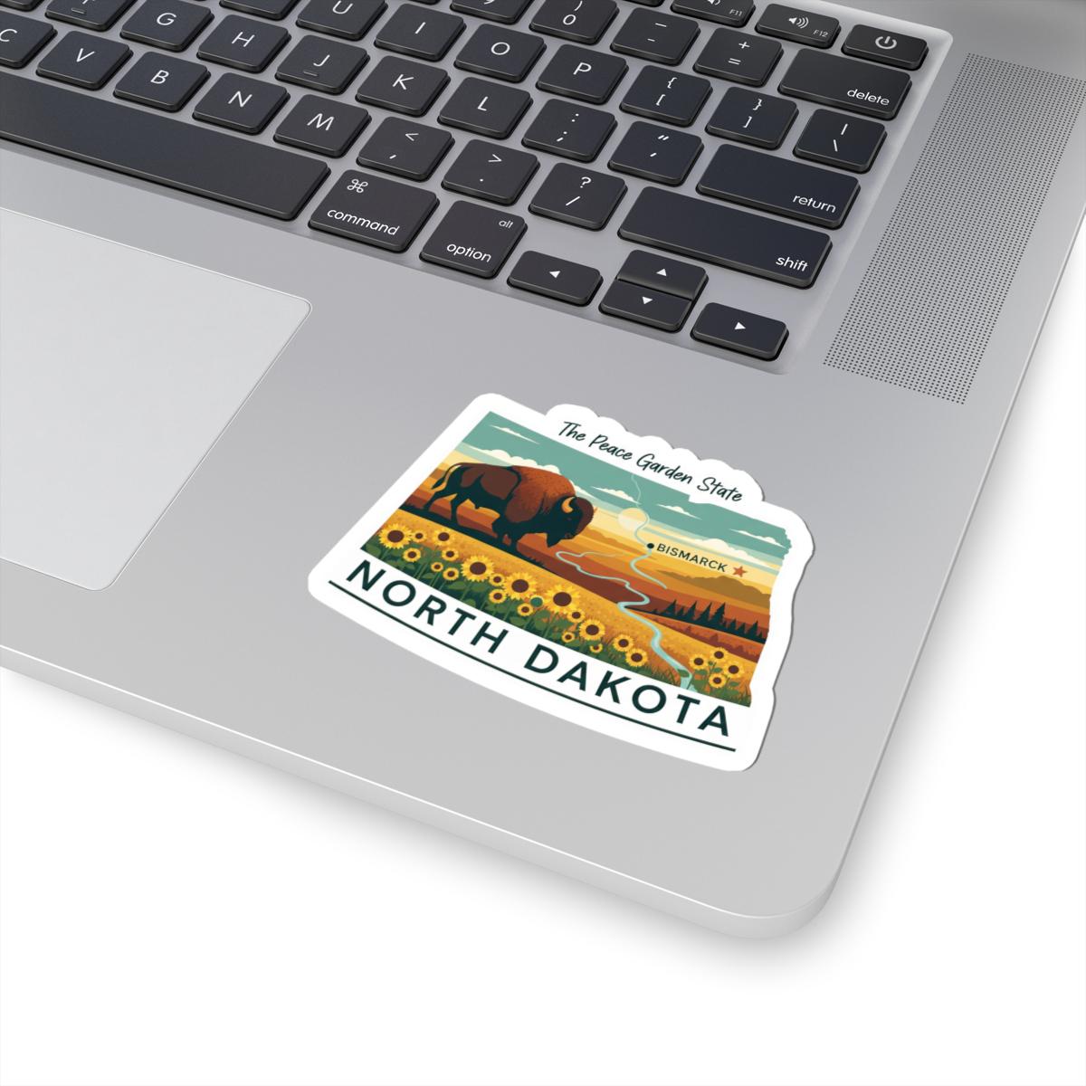 North Dakota Bison Sunflower Sticker | Waterproof Durable State Decal USA