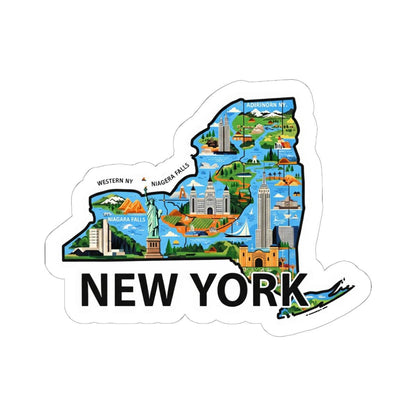 New York State Map Sticker | Waterproof Vinyl Decal, USA Made City Art