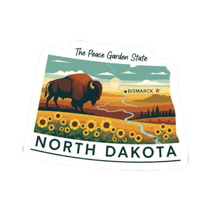 North Dakota Bison Sunflower Sticker | Waterproof Durable State Decal USA