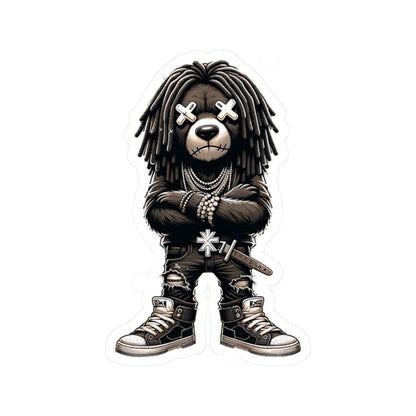 Dreadlock Bear Vinyl Sticker | Urban Streetwear, Dark (Glossy or Matte)