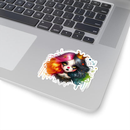 Split Hair Clowncore Sticker | Sad Clown Goth Art Vinyl Decal