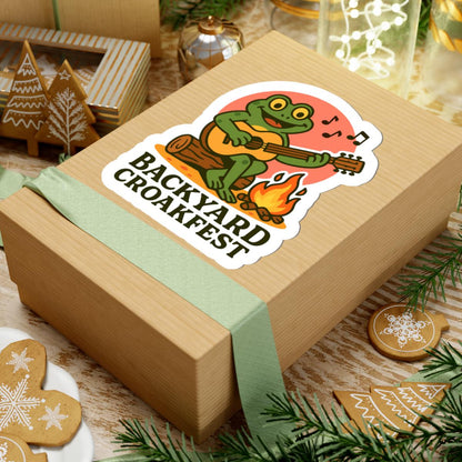 Guitar Playing Frog Sticker | Campfire Music Vinyl Decal