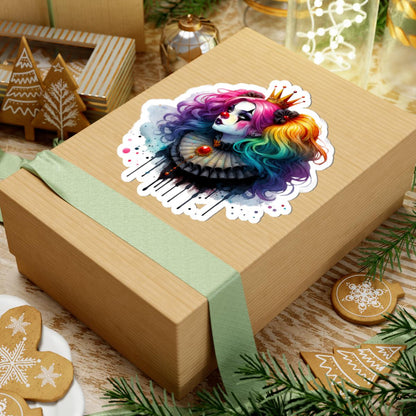 Rainbow Clown Queen Sticker | Gothic Circus Art, Glossy Vinyl