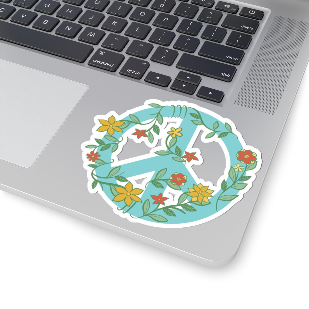 Floral Peace Sign Sticker | Retro Boho Groovy Vinyl Decal