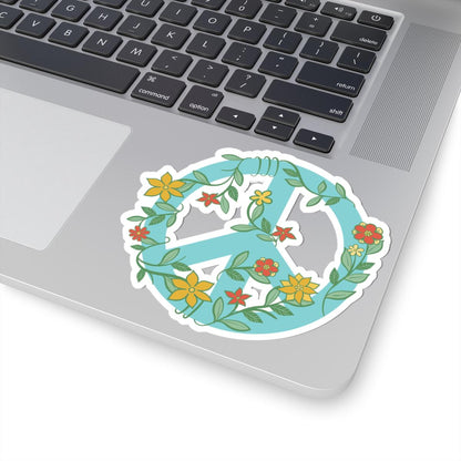 Floral Peace Sign Sticker | Retro Boho Groovy Vinyl Decal