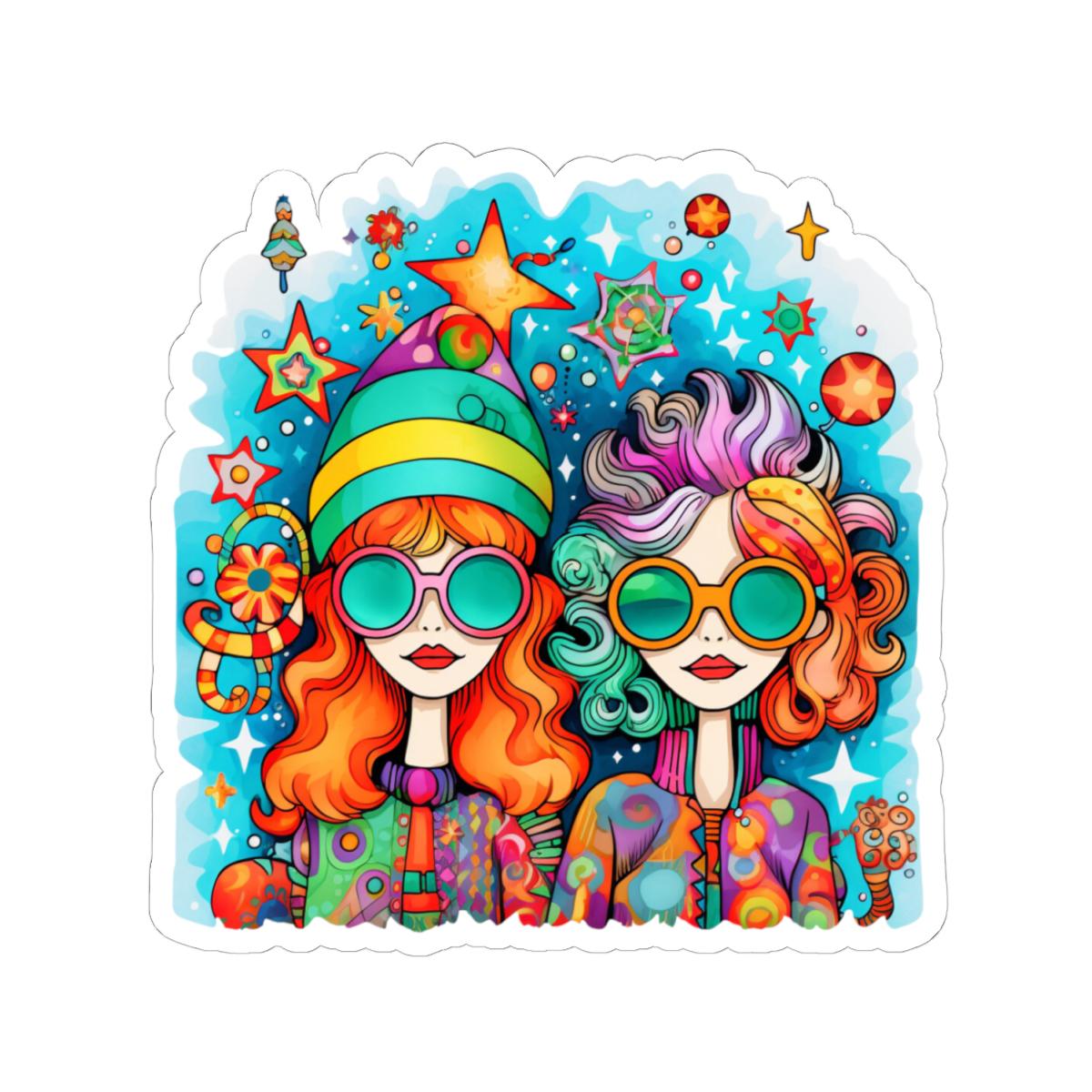 Groovy Friends Sticker | Trippy Retro 70s Vinyl Art (Waterproof)
