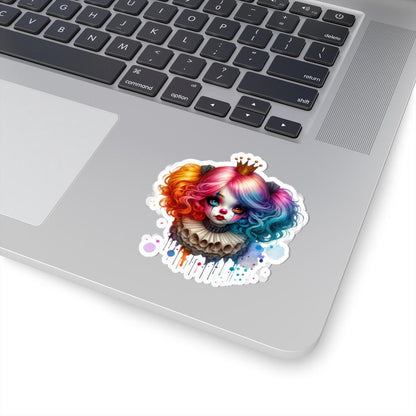 Rainbow Clown Princess Sticker | Gothic Kawaii Vinyl Decal, Circuscore Art