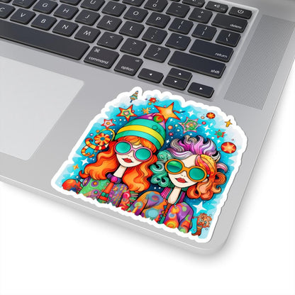 Groovy Friends Sticker | Trippy Retro 70s Vinyl Art (Waterproof)