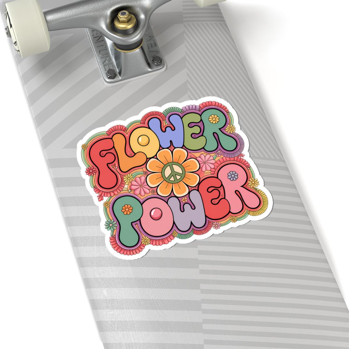 Flower Power Peace Sign Sticker | Groovy Retro Boho Floral Decal (Glossy)