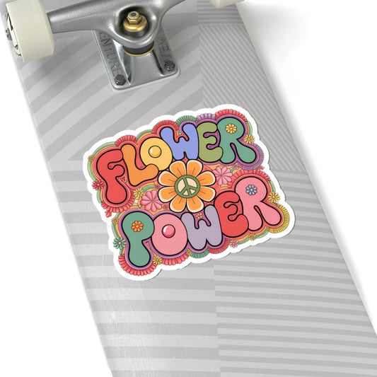 Flower Power Peace Sign Sticker | Groovy Retro Boho Floral Decal (Glossy)