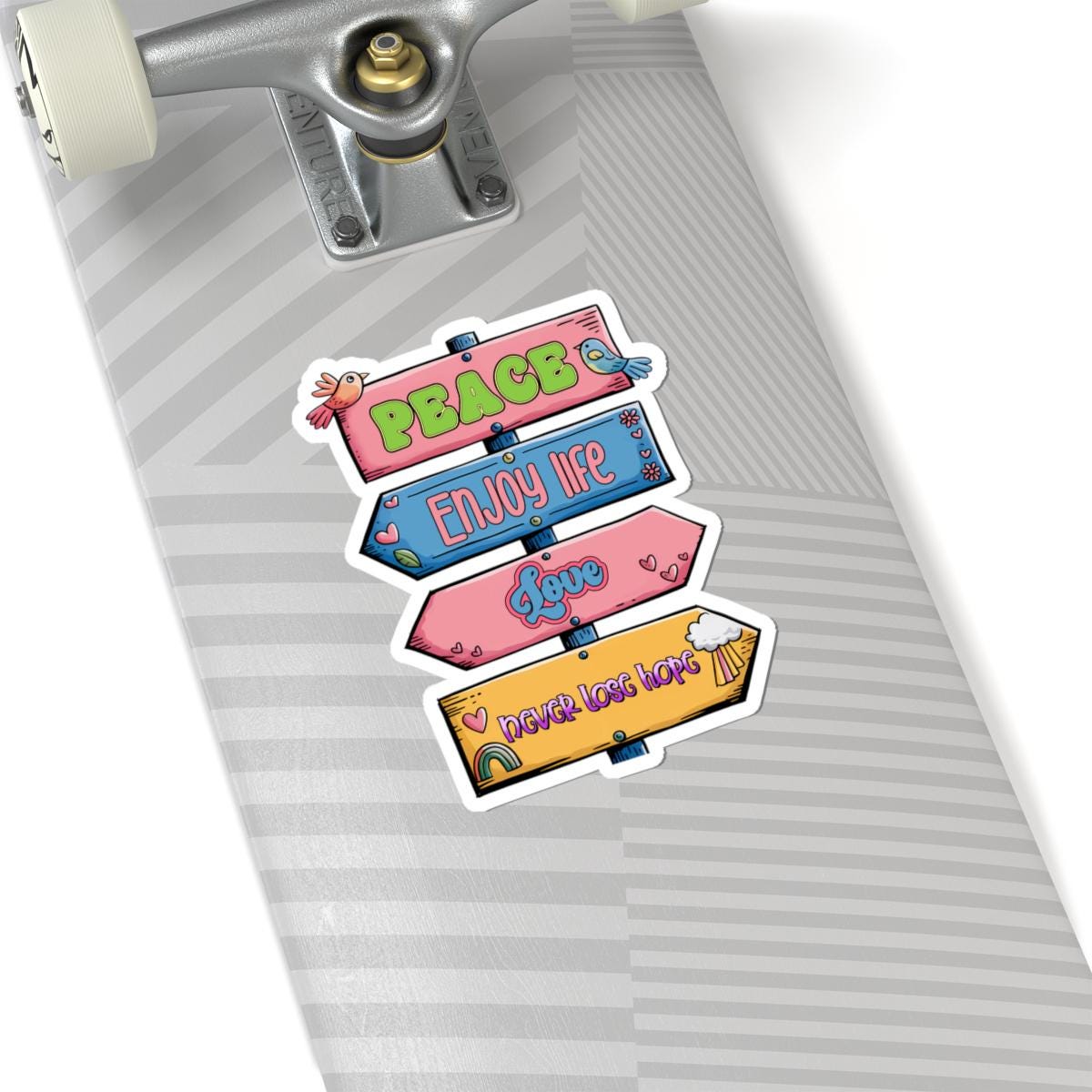 ColorFlow | Peace Love Hope Sticker Retro Signpost Motivational Vinyl Decal Waterproof Hippie Positive Quote Glossy Kiss Cut Sticker