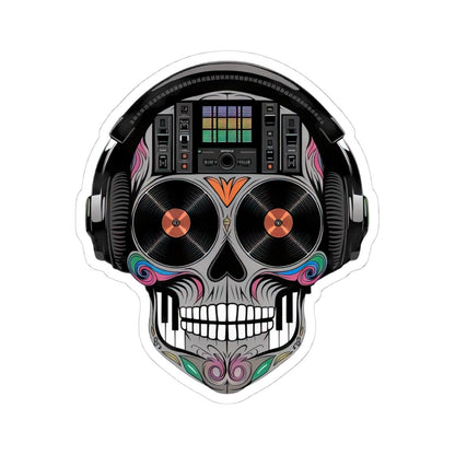 Sugar Skull DJ Sticker | Colorful Turntables, Mixer, Vinyl Music Decal (Waterproof)