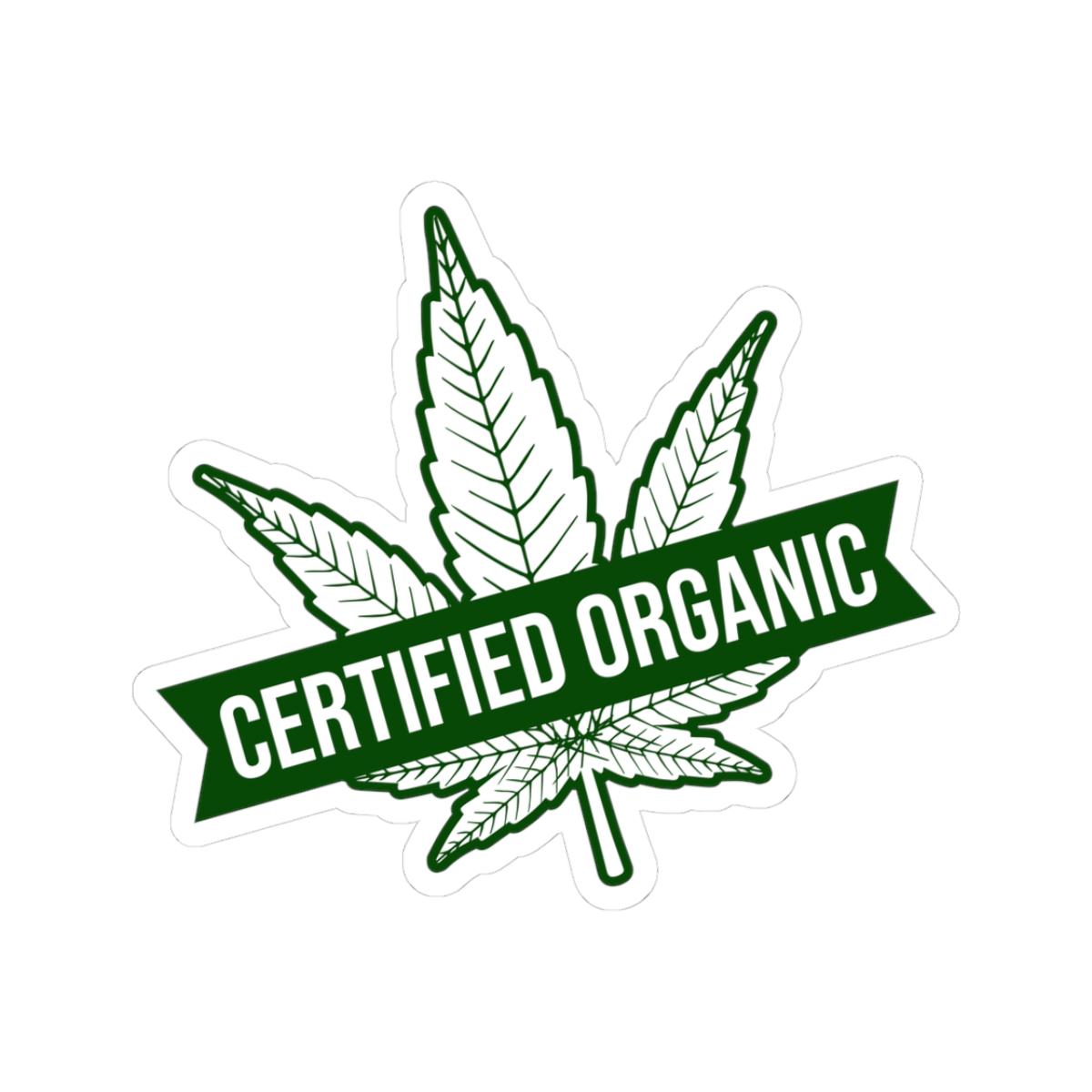 ColorFlow | Certified Organic Weed Sticker Waterproof Cannabis Leaf Vinyl Decal Funny Stoner Label for Laptop Jar Flask Dispensary Use