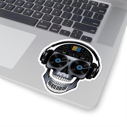 DJ Skull Sticker | Vinyl Record Turntable Headphones Art Decal (Glossy)
