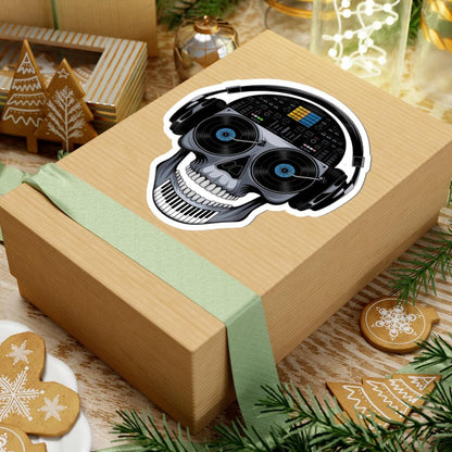 DJ Skull Sticker | Vinyl Record Turntable Headphones Art Decal (Glossy)